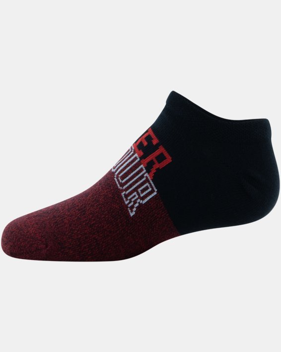 Boys' UA Essential Lite No-Show Socks 6-Pack, Red, pdpMainDesktop image number 7